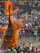 The cross burning as part of the culmination of the Meskel holiday celebrations